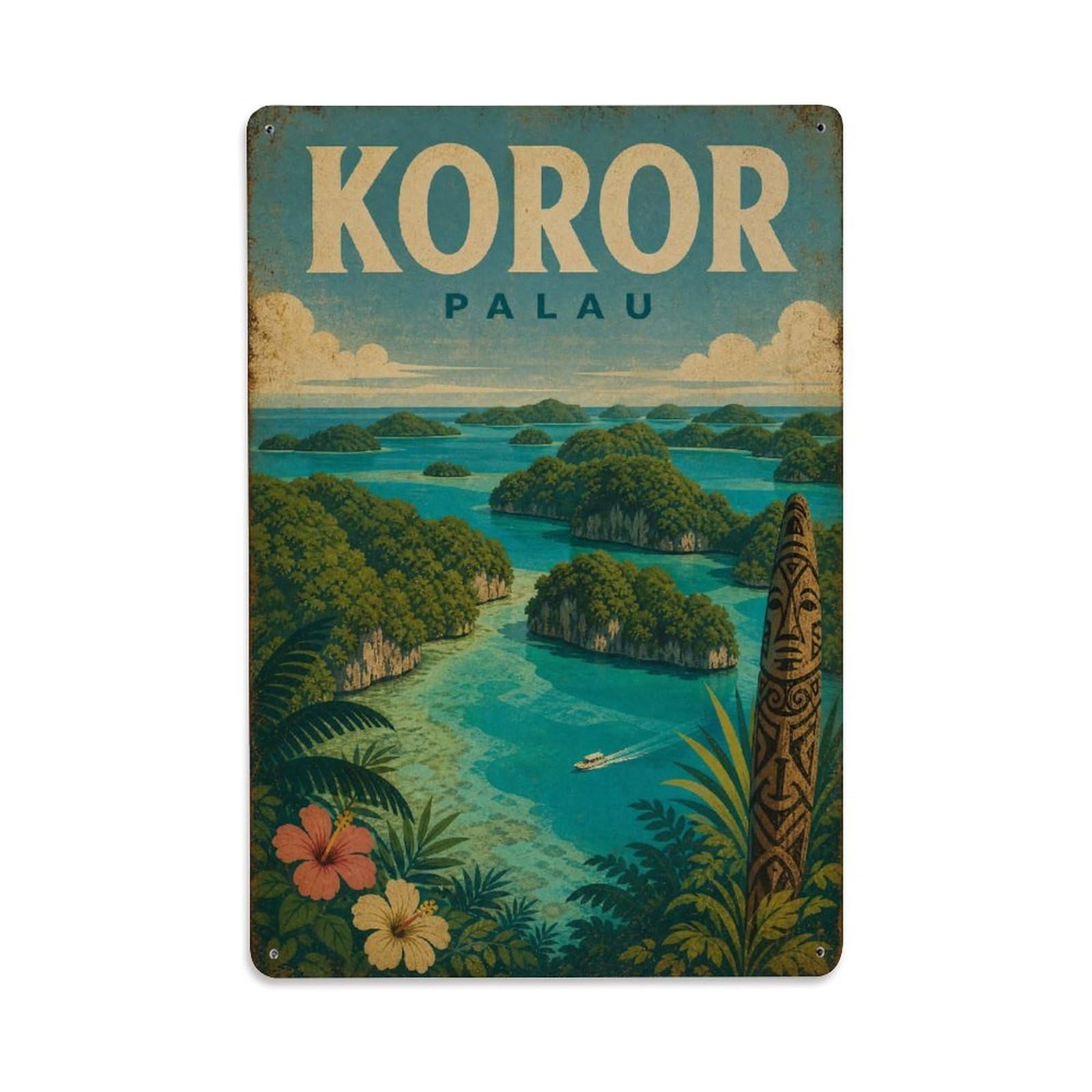 Metal Tin Sign Travel Vintage Palau Koror