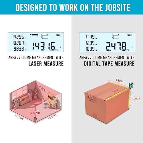 Miniatura 9 de MiLESEEY Cinta métrica láser digital DT20, herramienta de medición láser de 130 pies, cinta métrica digital de fácil lectura de 16 pies retráctil