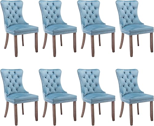 Miniatura 142 de SoarFlash Juego de 6 sillas de comedor de terciopelo, silla lateral de respaldo alto, silla lateral moderna tapizada de alta gama con capitoné y
