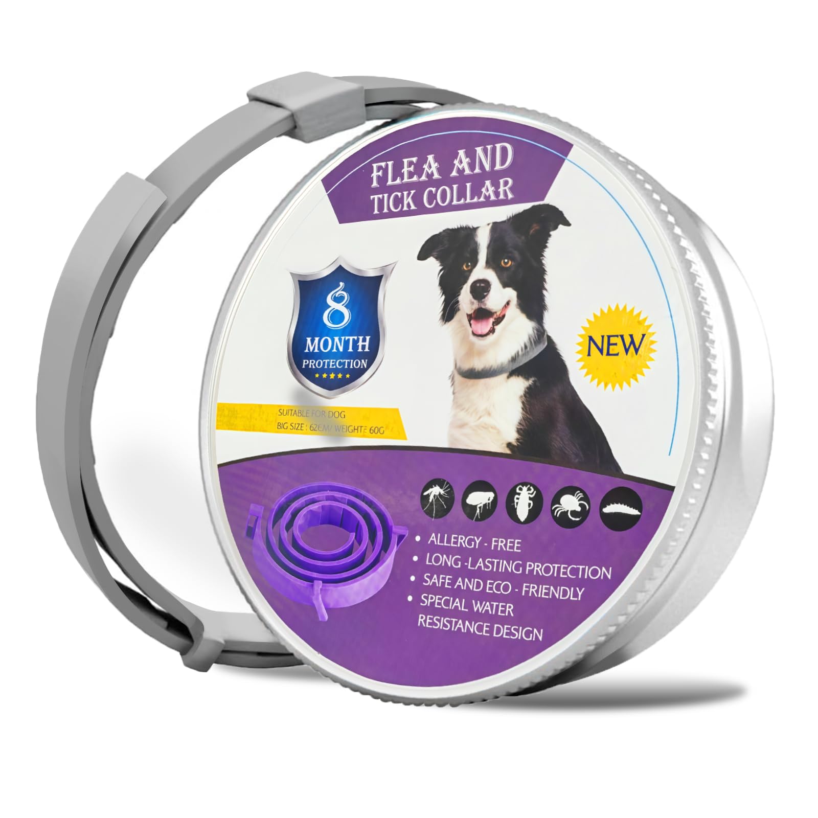 Collar para Perros a Prueba de Insectos, Ajustable para Mascotas Grandes, Medianas y pequeñas