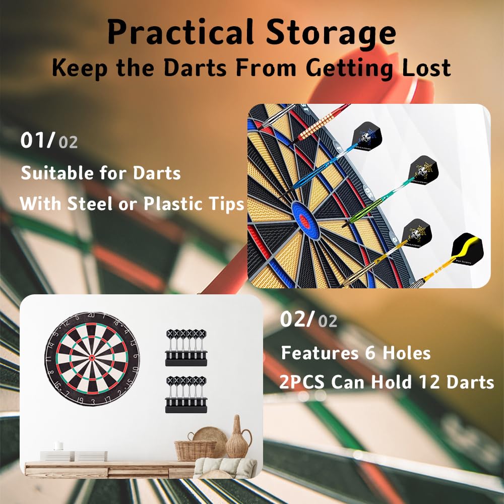 GSCRE Lot de 2 supports muraux pour fléchettes - Support mural pour 12 fléchettes - En acrylique - Rangement mural - Léger et stable - Écran moderne pour la maison - 4