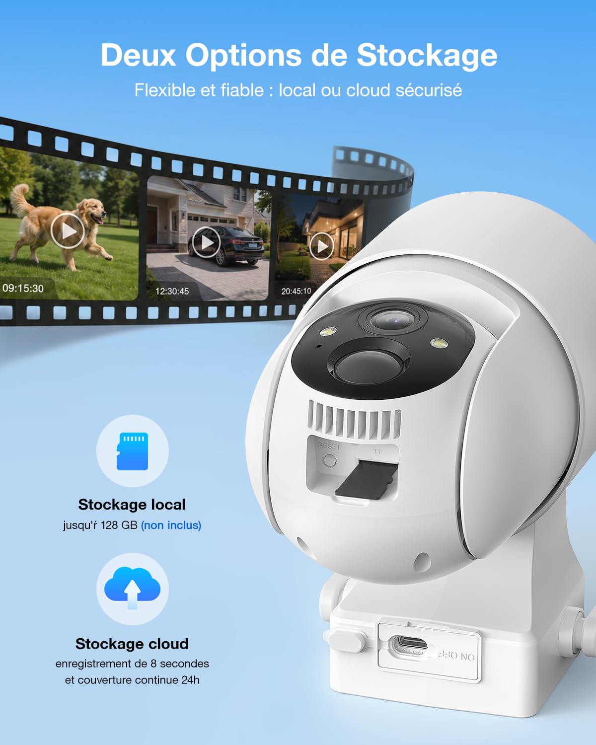 Tical 4MP Caméra Surveillance WiFi Exterieure sans Fil Solaire | AOV 24/7 Caméra de Sécurité avec Panneau Solaire, 360° PTZ Détection Humaine par AI, IP66 avec le Wi-Fi 2,4 GHz, 2pcs