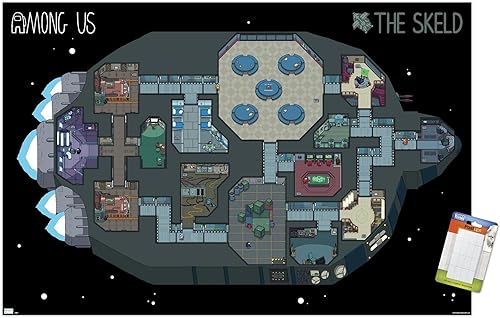 Trends International Among Us-Skeld - Póster de pared con mapa, 21.7 x 33.9in, póster de alta calidad y paquete de montaje Trends International Among Us-Skeld - Póster de pared con mapa, 21.7 x 33.9in, póster de alta calidad y paquete de montaje