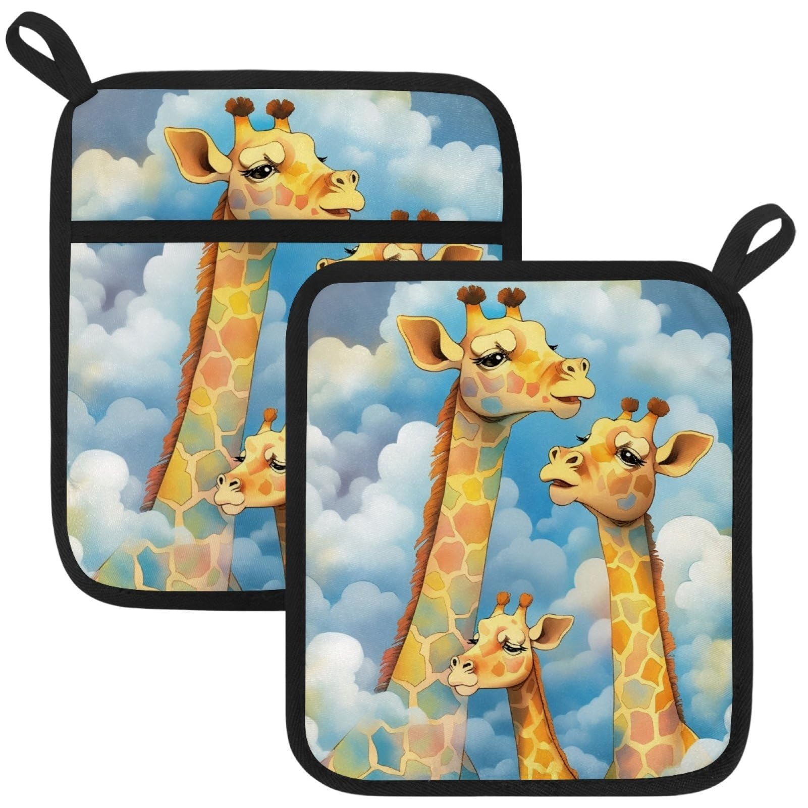 VAPOKF Giraffe Pot Holder, Heat Resistant Oven Cloths, Potholders & Oven Gloves, for Kitchen Cooking & Baking, Thick & Safe, Protection of Hands From Hot Utensils