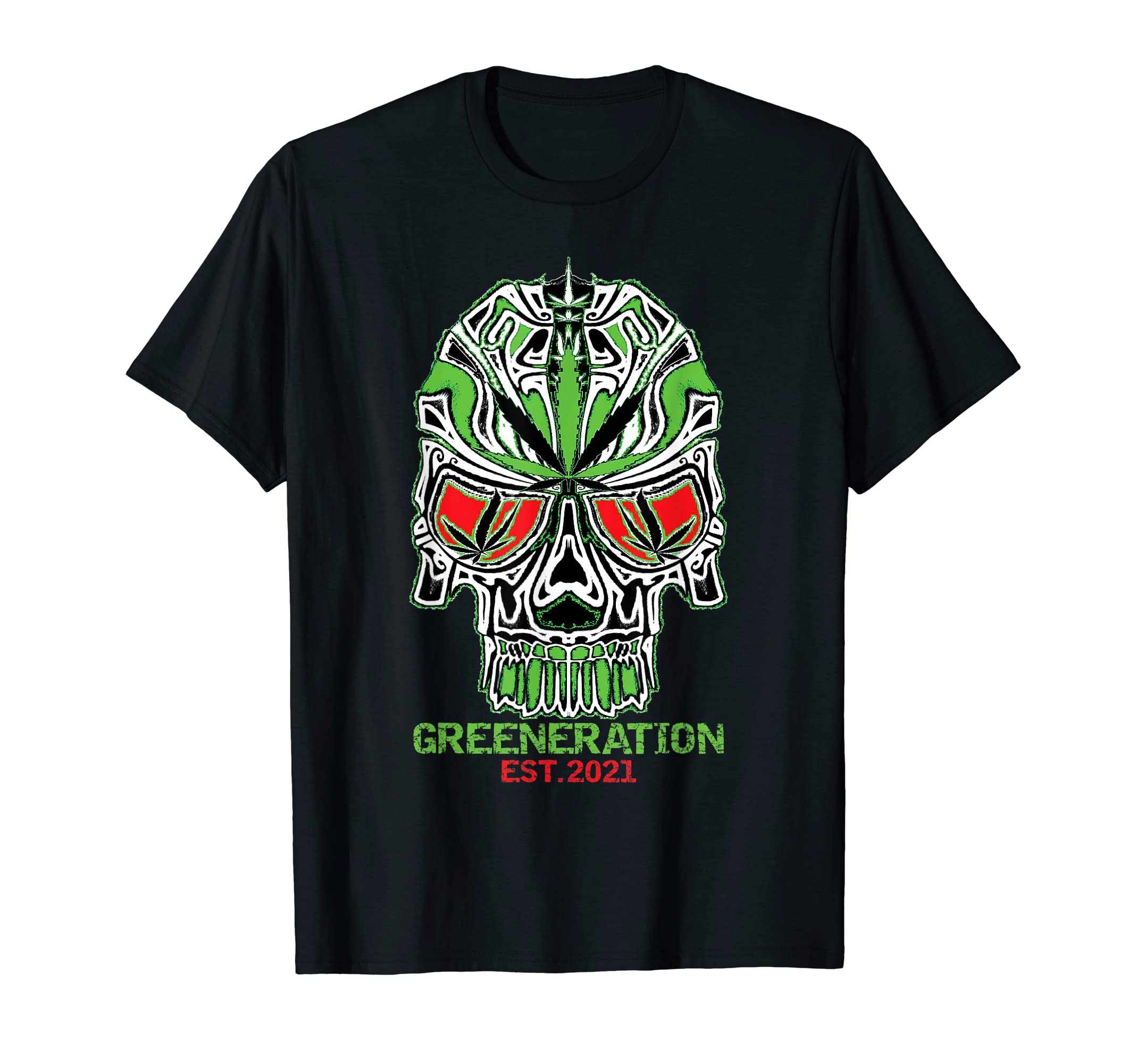 The Cannabis Leaf Skull for Marijuana Pothead and Stoner T-Shirt