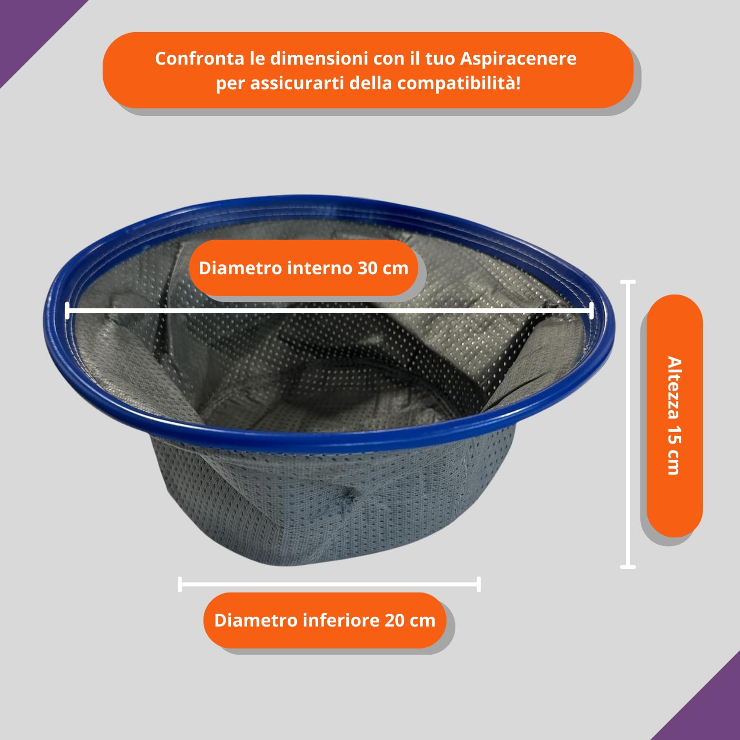 Filtro Lavabile Per Aspiracenere Universale - 30 Cm, Riutilizzabile, Protegge Da Polvere E Cenere - Foto 10