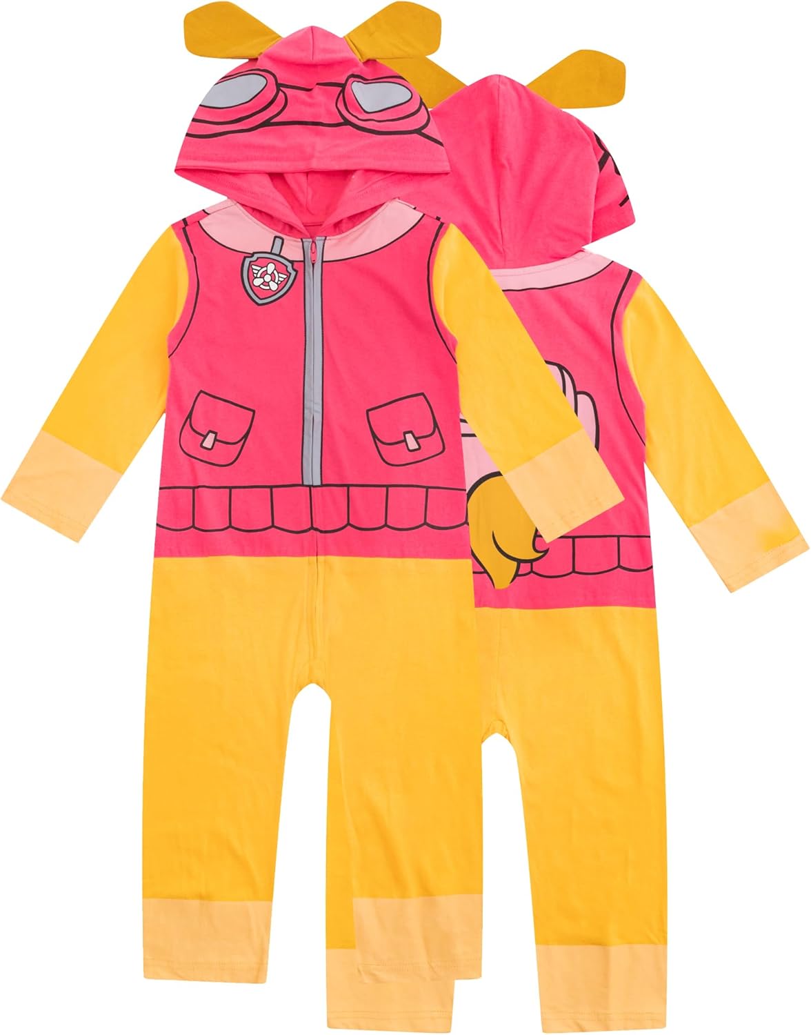 Paw Patrol Nickelodeon Girls Zip Up Hooded Coverall with Ears for Toddler and Big Kids