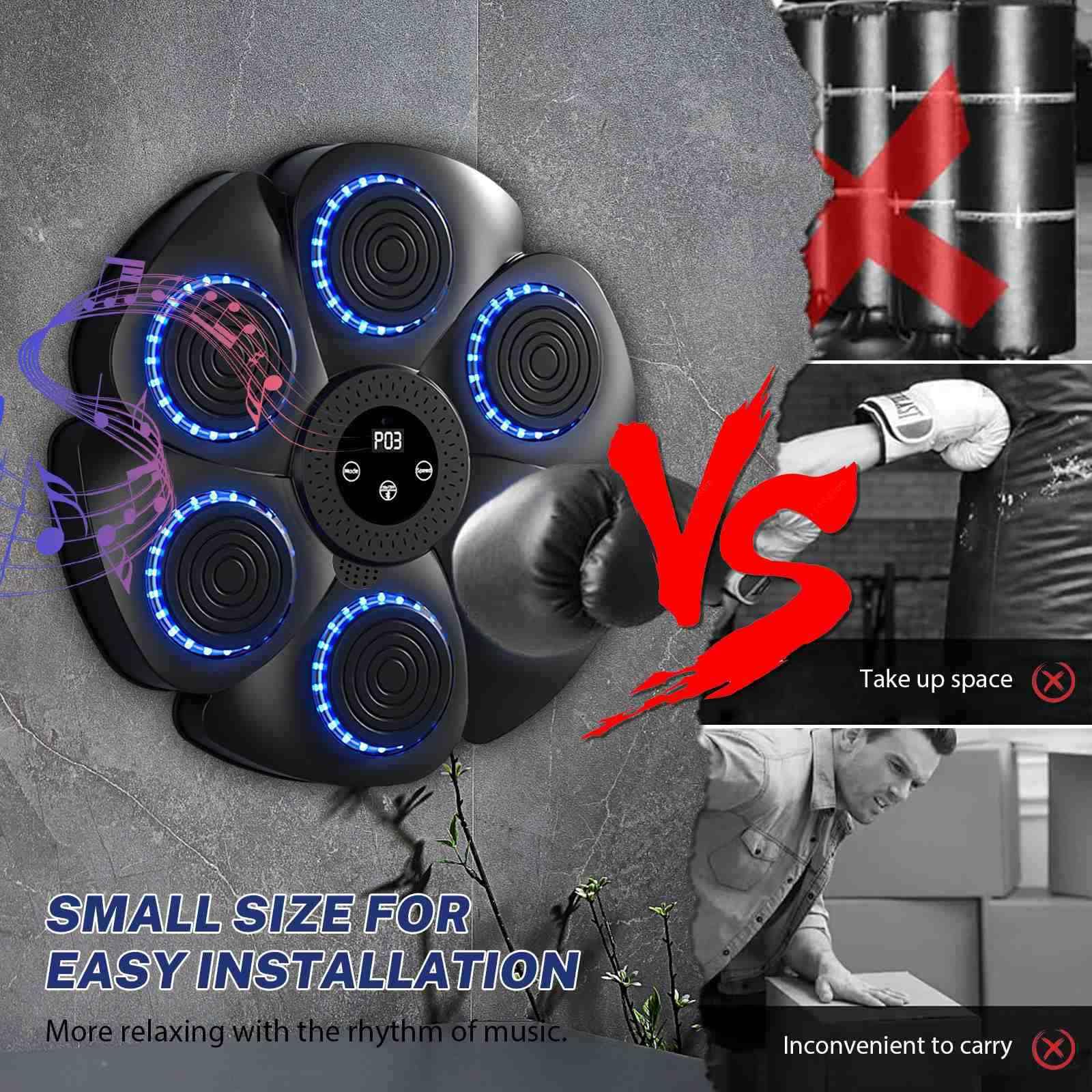 Macchina Da Boxe Musicale Da Parete Con Bluetooth - Elettronica Per Allenamento Con Guanti Inclusi - Per Casa E Palestra