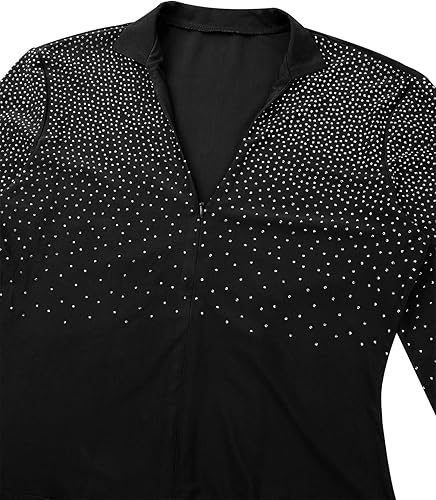 Miniatura 6 de Camiseta de baile de tango latino con diamantes de imitación brillantes para hombre