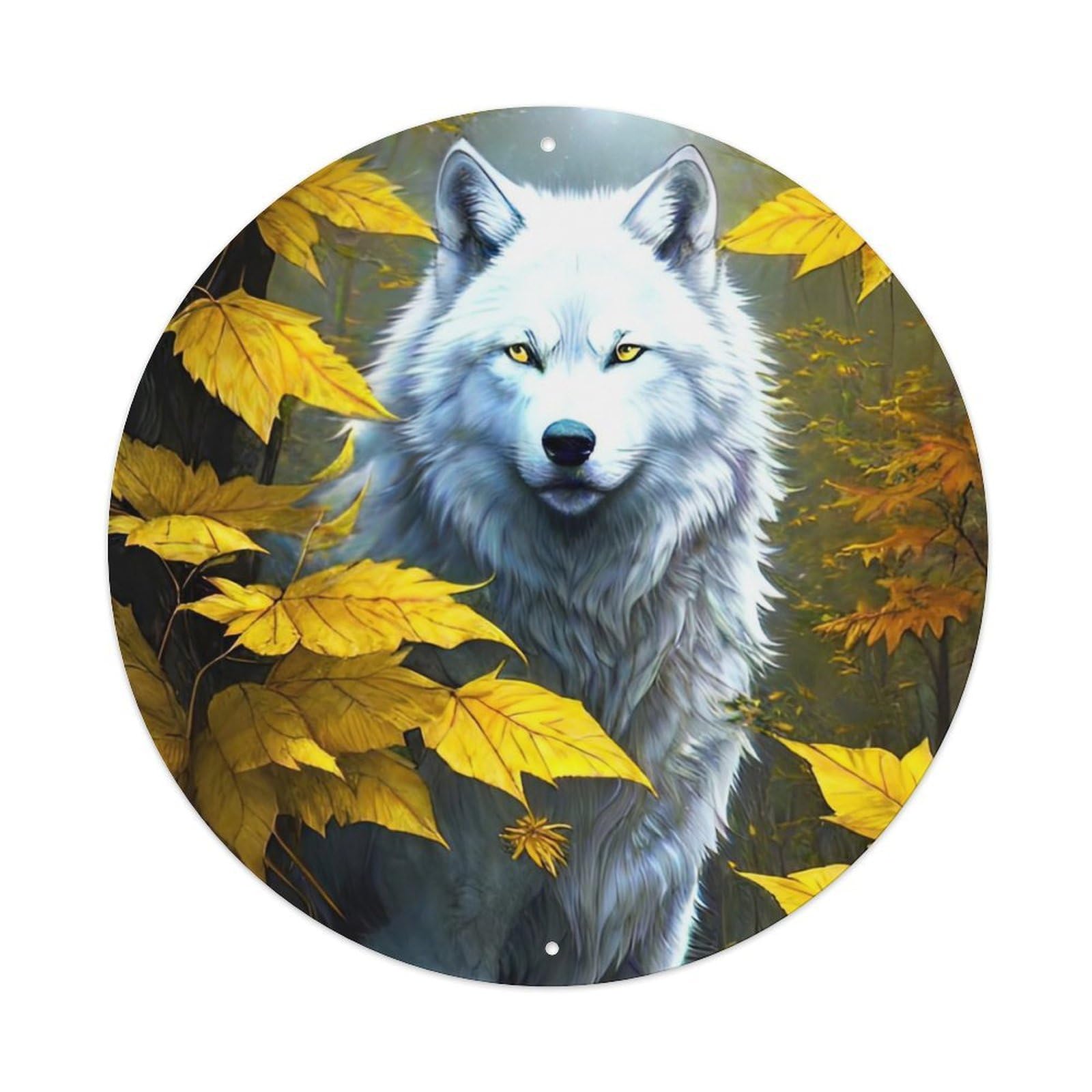 Arctic Wolf Animal Artwork Vintage Metal Tin Sign Plaque Wall Decor for Cafe, Club Bar, Office, Garden Metal Poster 8x8Inch