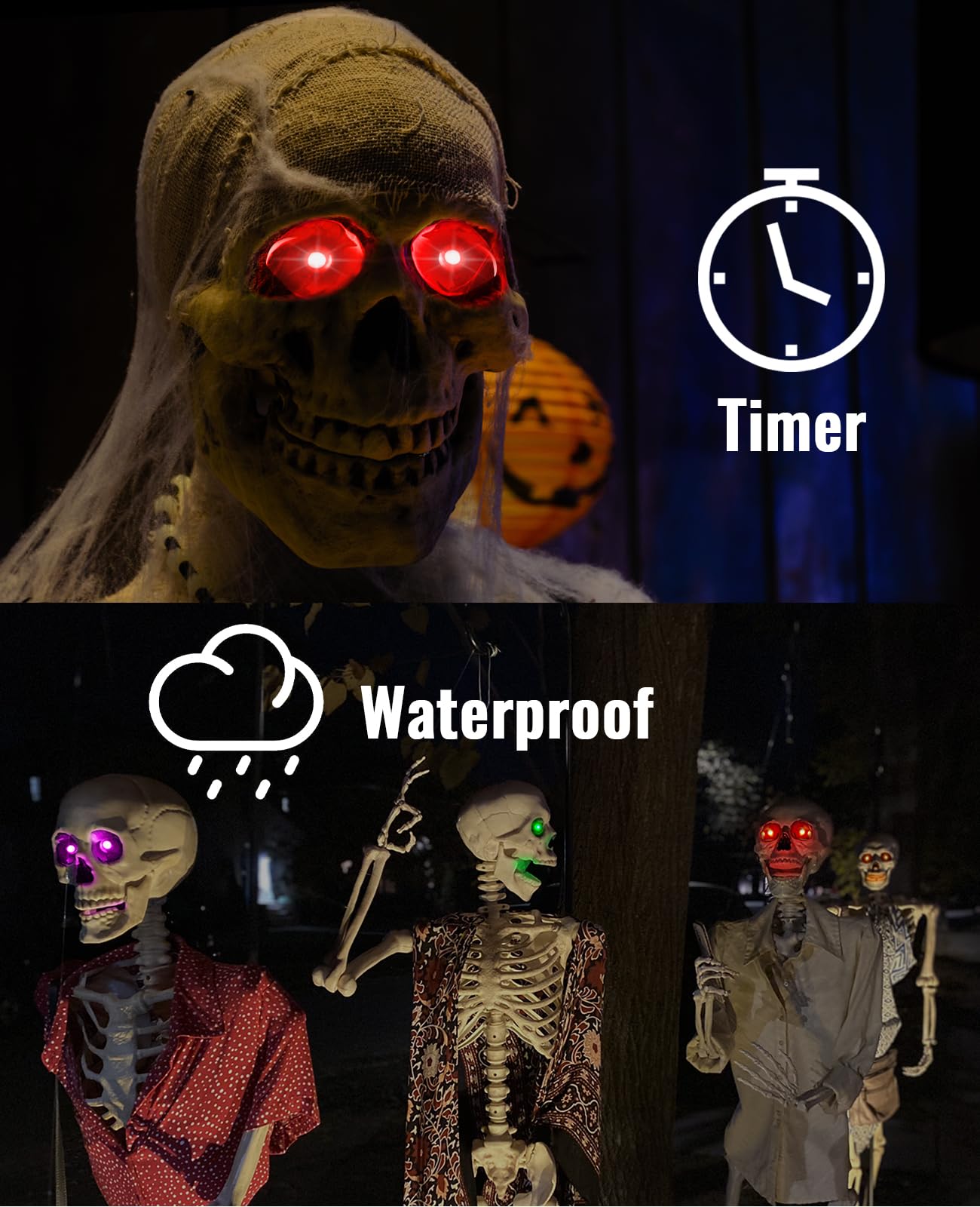 Makevivi Timer Red LED Glowing Eyes, Waterproof Halloween Skeleton Eyes
