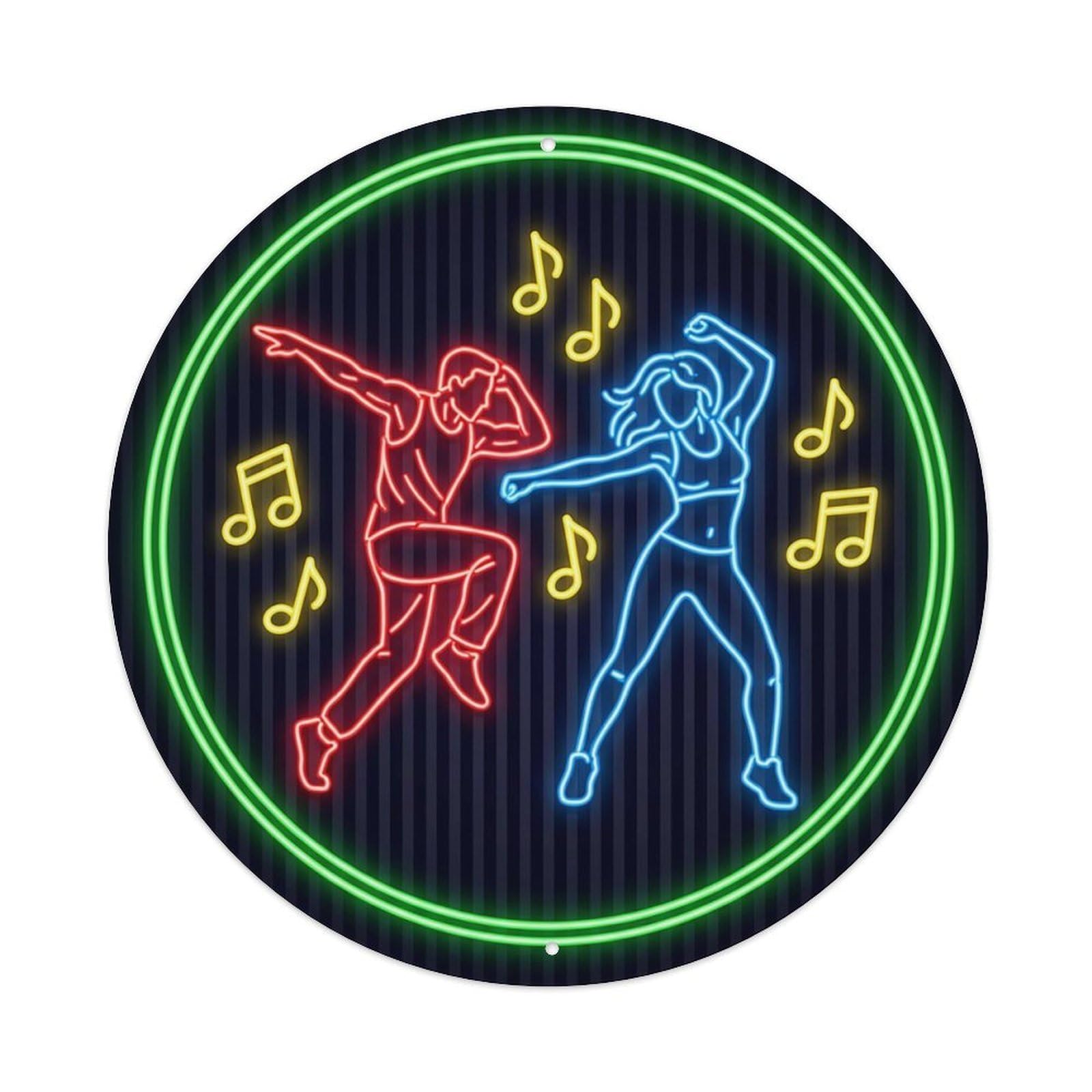 Vintage Faux Neon Gym Retro Bodybuilding Dance Metal Tin Sign