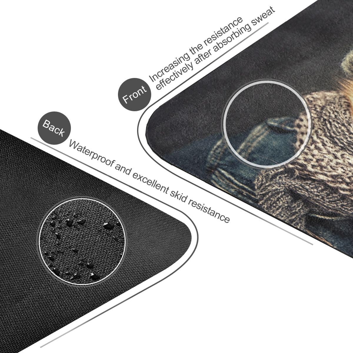 ALAZA Hipster Funny Puppy Dog Yoga Mat Non Slip Fitness Exercise Mat, Workout Mat for Yoga, Pilates and Floor Exercises