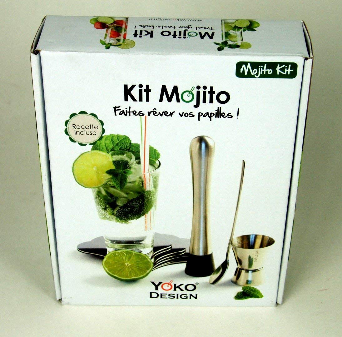 Yoko Design 1238 Kit per Mojito in Acciaio Inossidabile, 21,6 x 17,5 x 5 cm, Colore: Grigio