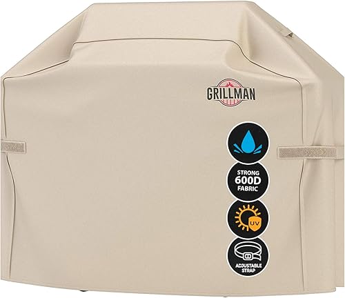 Grillman - Funda para parrilla de barbacoa a prueba de desgarros e impermeable (64 x 24 x 48 - largo x ancho x alto, gris), funda grande y