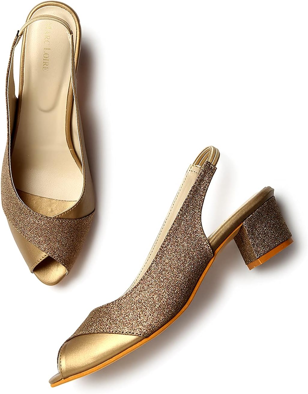 Women's Slip On Shimmer Peep Toes Block Heel Fashion Sandals for Casual, Outdoor, Party and Holidays