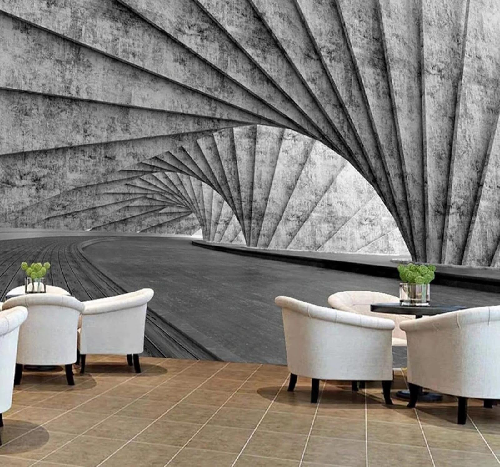 XLMING Papel Pintado 3D Abstracto Gris Geométrico Túnel Extensión Espacial