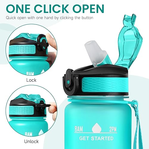 Miniatura 3 de 32 oz Water Bottles with Times to Drink and Straw, Motivational Water Bottle with Time Marker, Leakproof & BPA Free, Drinking Sports Water Bottle