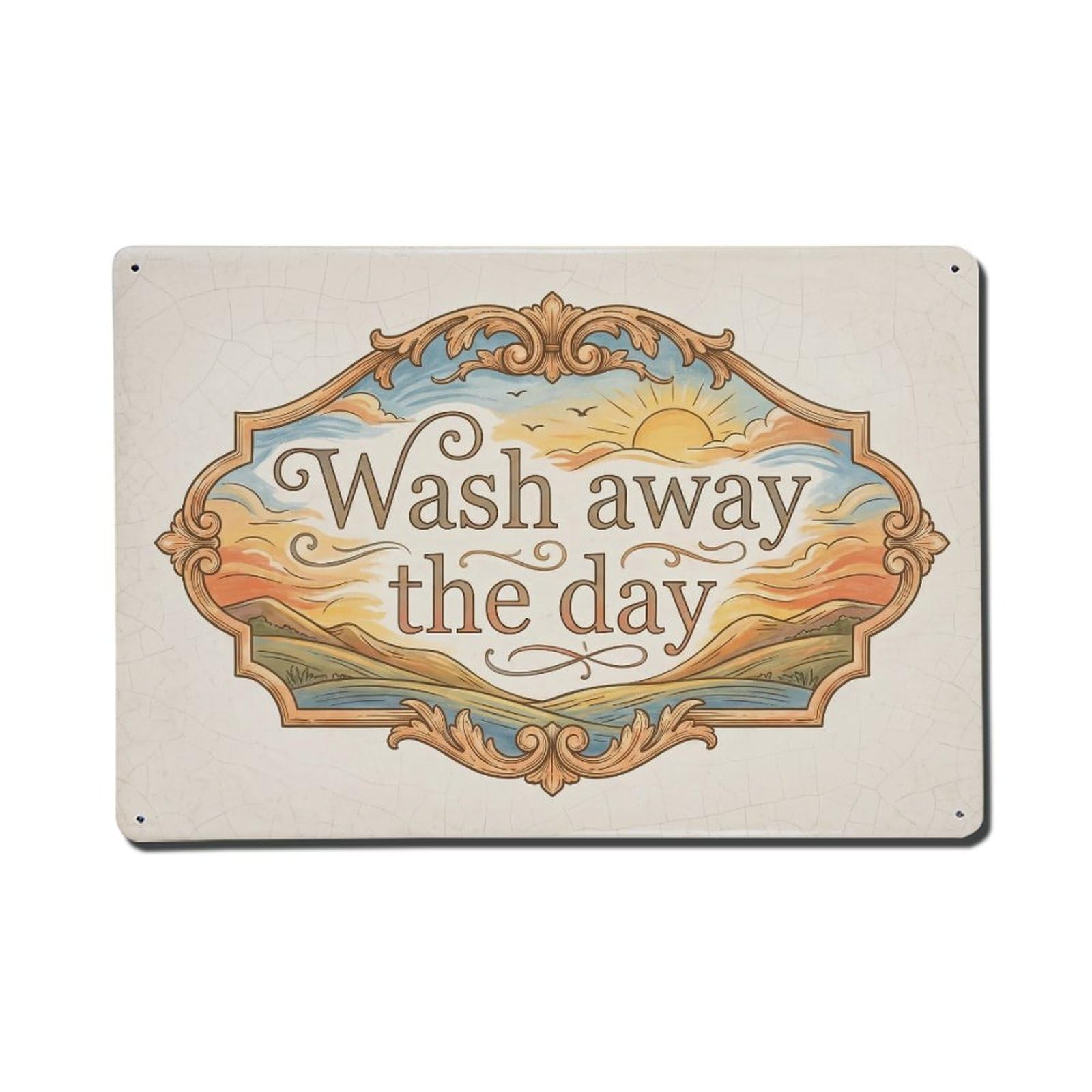 Olhnbad Style Wash Away The Day Hand Washing Quote Farmhouse Metal Tin Sign