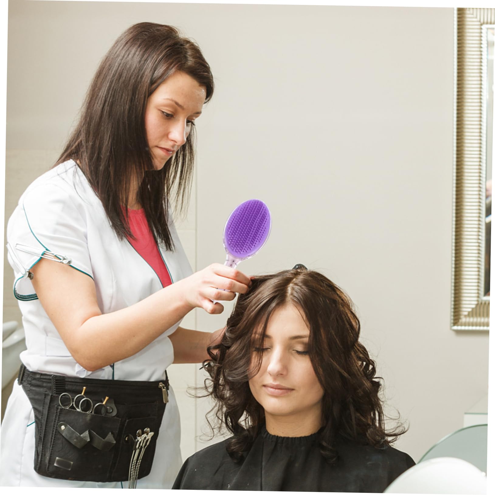 FRCOLOR 10 Piezas Peine ovalado de dibujos animados cepillo para cabello rizado cepillo de pelo lindo viajar escobilla hair cepillo desenredante cepillo de viaje para pelo mojado Púrpura