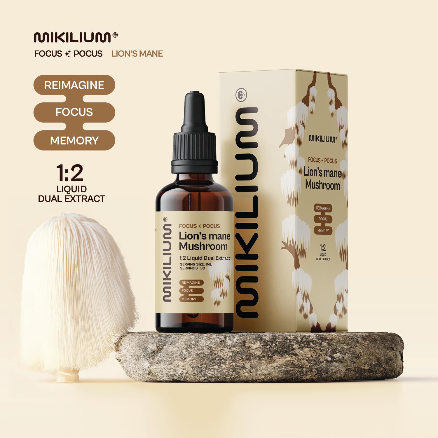 Focus-Pocus | Lion's mane Mushroom 1:2 Liquid Dual Extract | 30ml, 30 servings | Fruiting Body | Reimagine, Focus, Memory — Amazon image 2