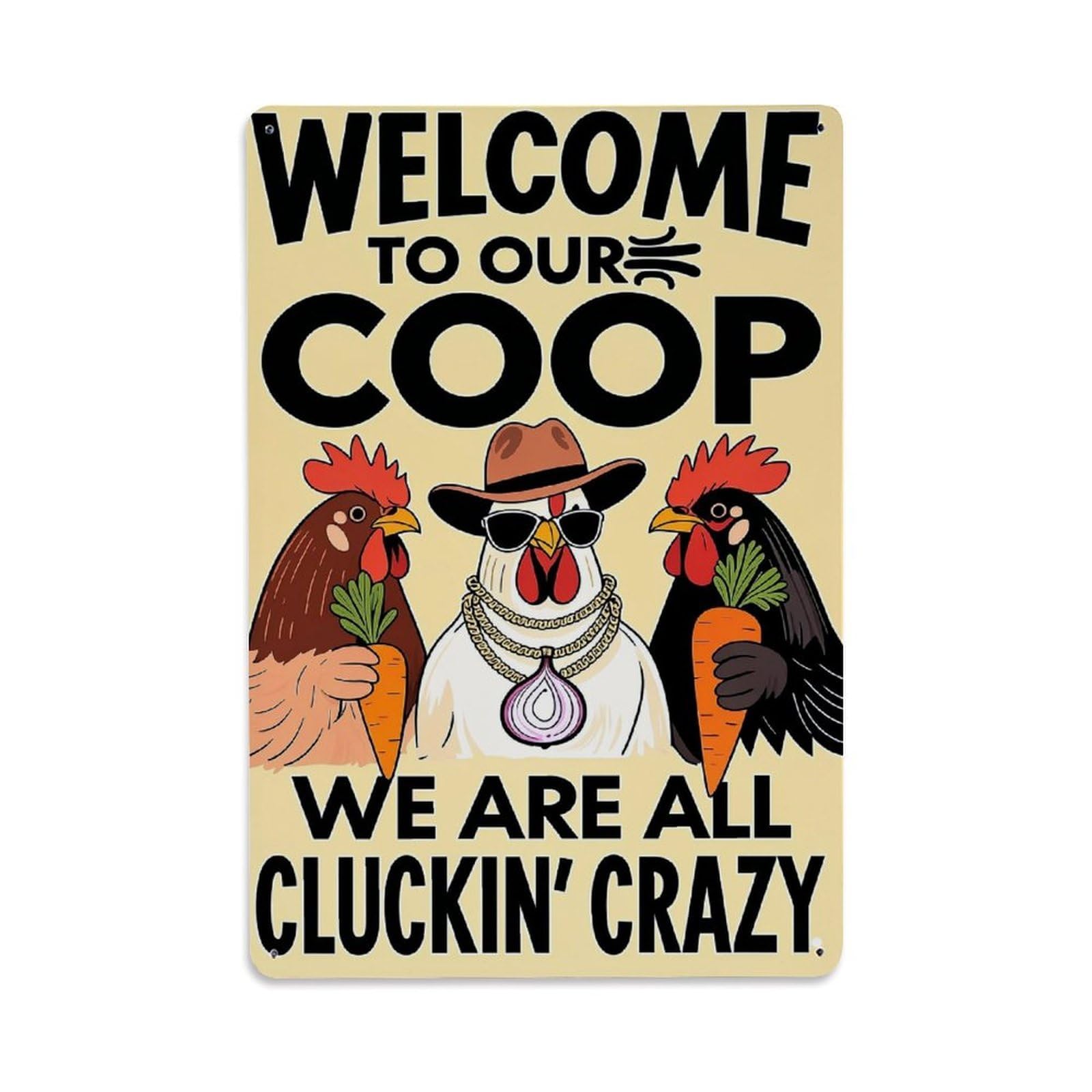 Jdyaojiesheng Vintage Chicken Coop Welcome Sign Art Tin Sign Retro Metal Wall Decor Metal Poster, Home Bar Garage Farmhouse Cafe Wall Art Decoration 8X12inches