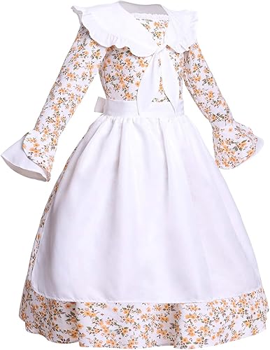 Miniatura 2 de Vibsion Disfraz de pradera pionera para niñas disfraz floral de pueblo colonial para niñas