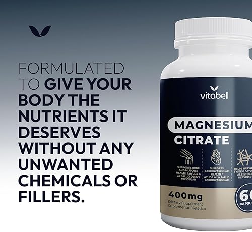 Miniatura 5 de Citrato de magnesio 400 mg altamente absorbible  para relajación, estreñimiento, ayuda a la digestión, bienestar general  Relaja los músculos