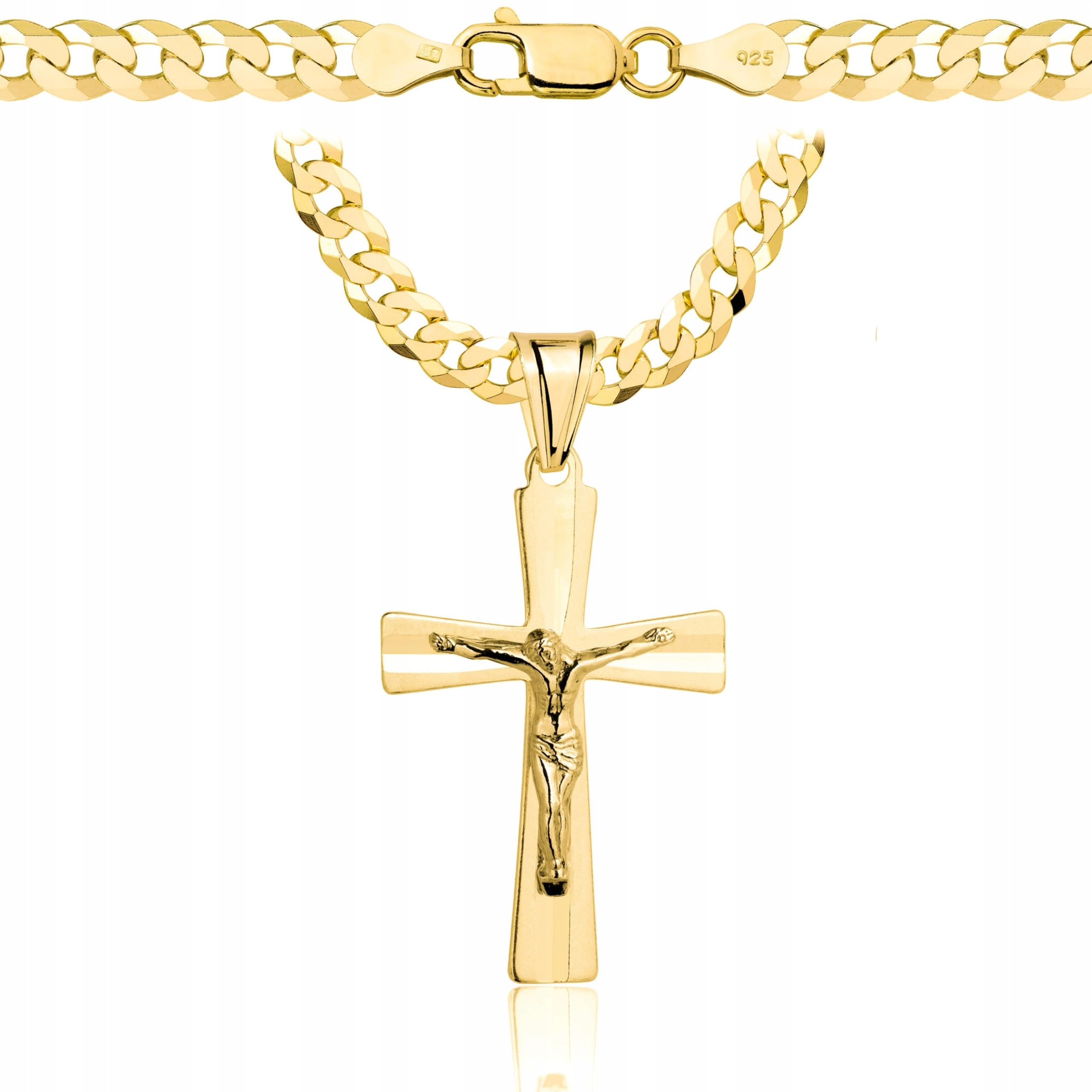 AMAR OPRAVA goldkette herren mit kreuz 585, Kette Herren 925/585 - kreuz kette herren gold 585 massiv - 5 mm, Kreuz Kette - Goldkette Kreuzkette - panzerkette gold 585