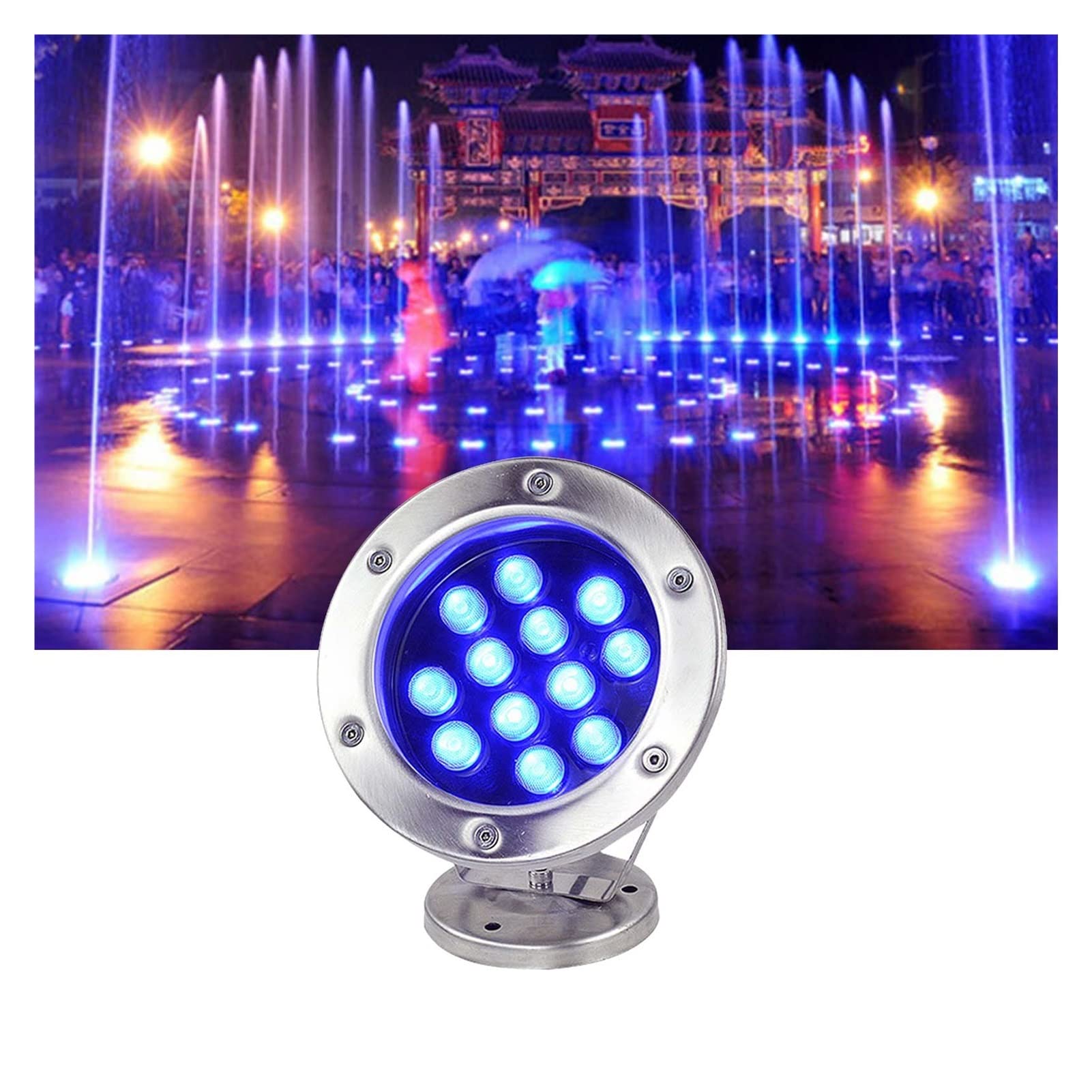 LGJEGD 9W 24V IP68 Waterproof Stainless Steel LED Underwater Lights; Water Feature Lights Suitable for Ponds, Fountains, Swimming Pools and Gardens(Green,3w)