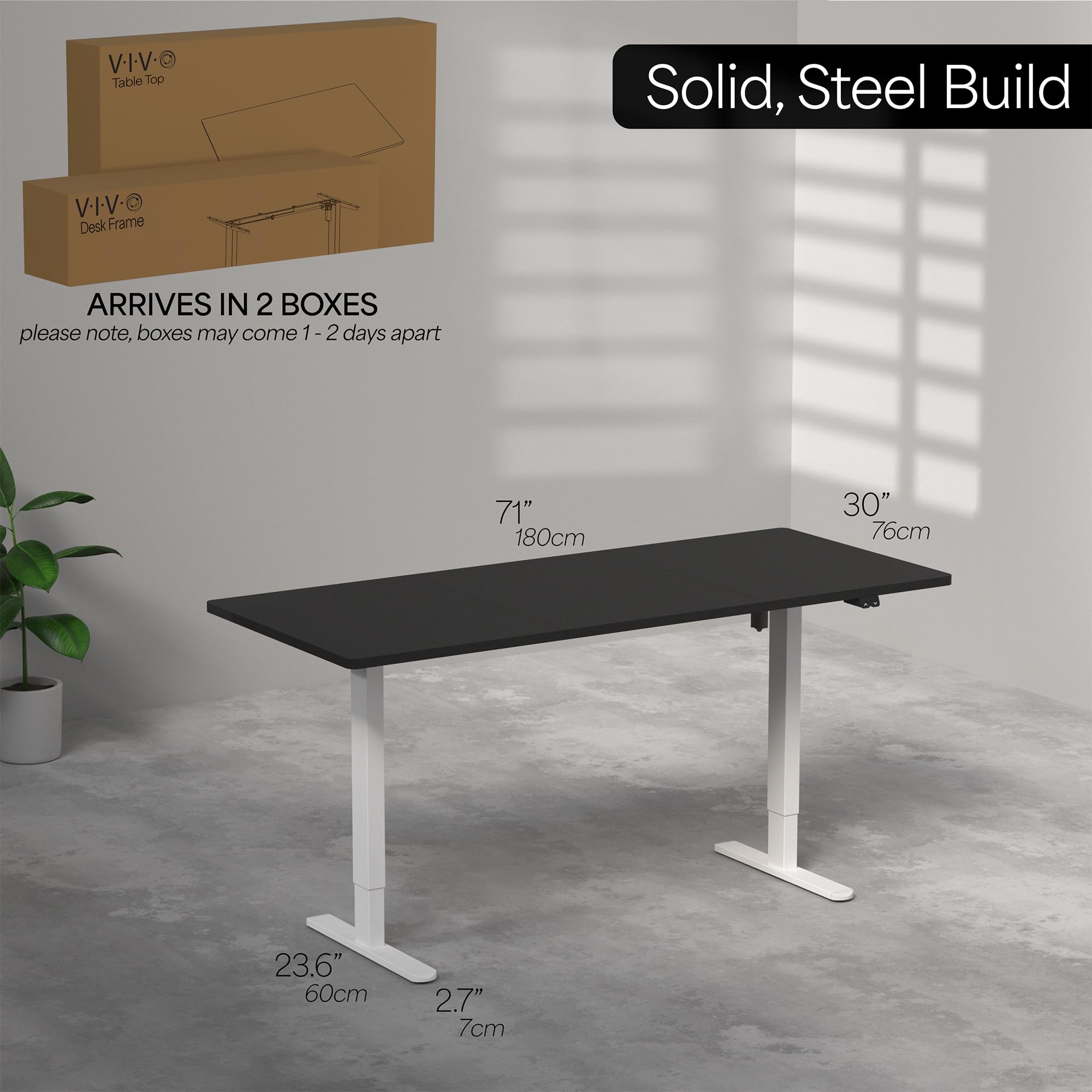 VIVO Electric 71 x 30 inch Stand Up Desk Height Adjustable White Top White Frame Home and Office — view 6