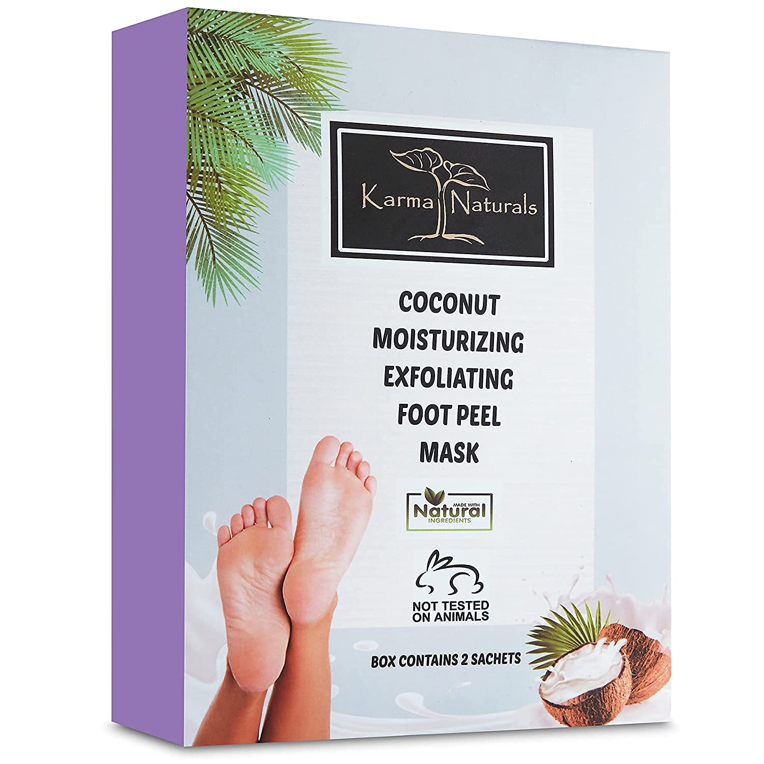 karma organic Feet Peeling Masks for Dry Cracked Feet, Remove Dead Skin & Calluses - Removes & Repairs Rough Heels, Dry Toe Skin (Pack of 2)