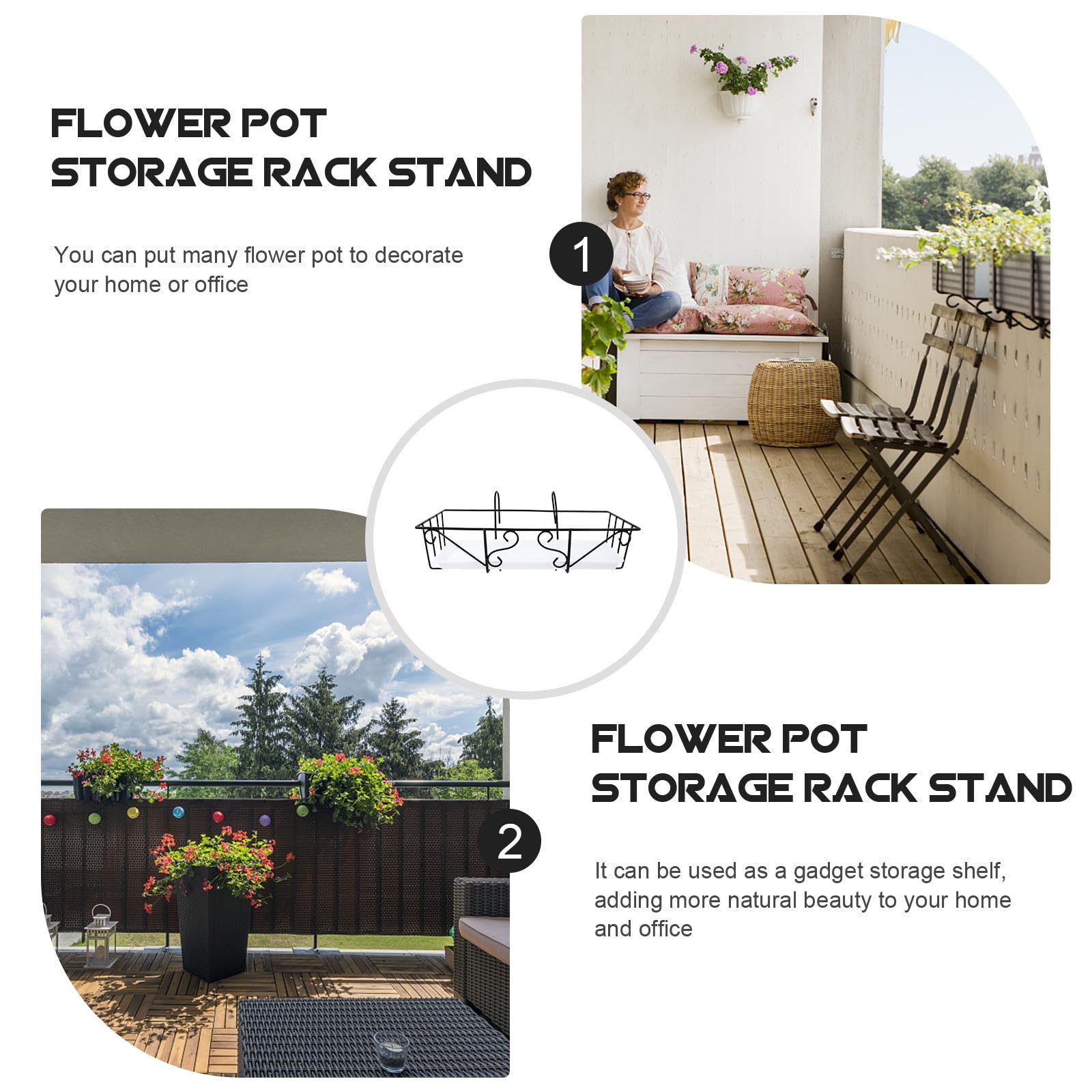 PACKOVE Soporte Blanco de Plástico para Hierro y Plantas Suspendido Doble Gancho Colgante Fácil de Almacenar para Decoración de Terraza Interior y Maceta