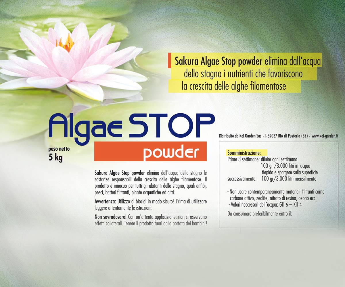 Sakura Alghe filamentose Stop Powder 5 kg per laghetti Fino 20000 Litri - Senza Chimica !