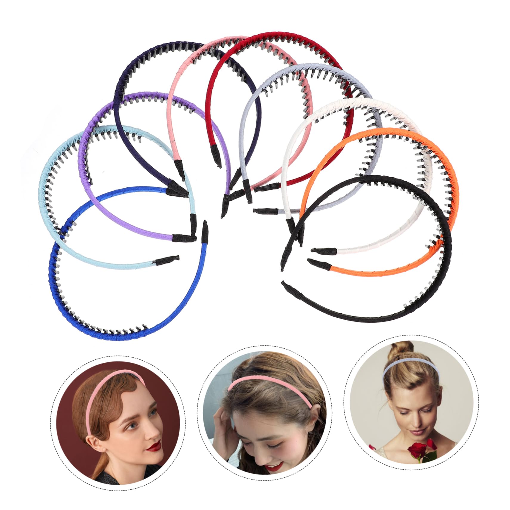 FRCOLOR 30 pezzi di tessuto sottile per capelli alla moda fasce eleganti per capelli da donna fasce per capelli per donne e donne pettine sottile in metallo plastica