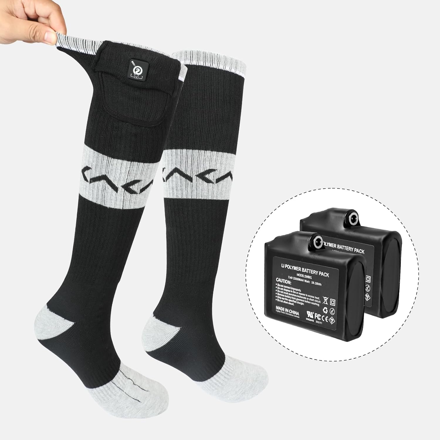 Rechargeable Electirc Heated Socks for Men Women 3-Levels Battery Powered Cold Weather Heat Socks for Men Women 2 * 2200mAh Up to 10 Hours Warm Socks for Winter Hunting Camping Skiing Hiking