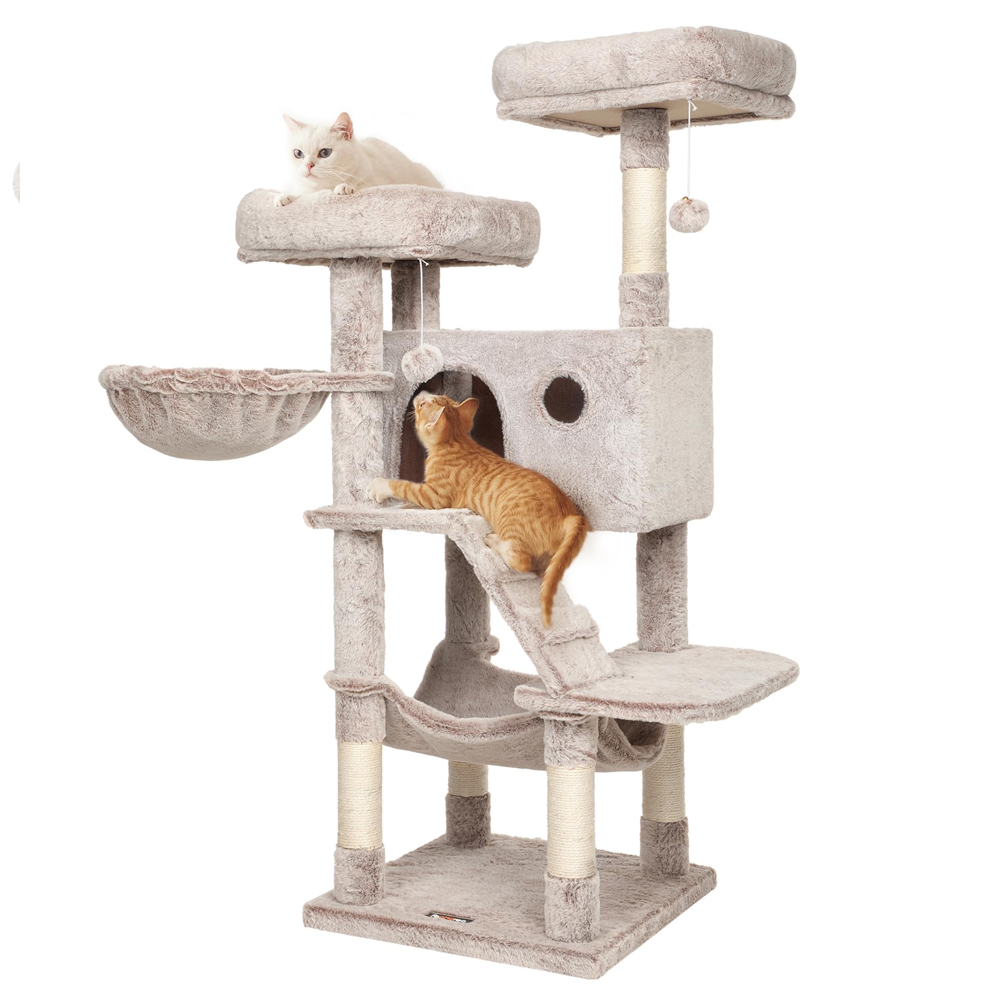 Feandrea Kratzbaum groß, Katzenbaum mit weichem Bezug, für große Katzen, Ombré-Braun-Weiß PCT162M01