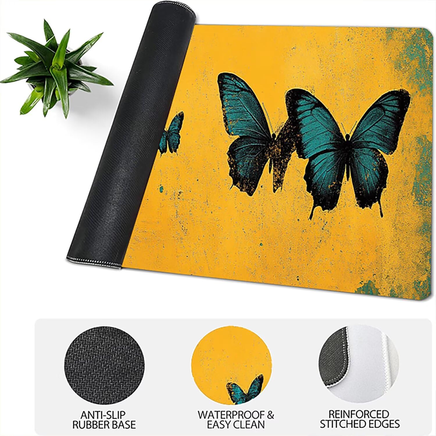 Podkładka pod mysz Lejnlnng XXL - 120x60cm - Podkładka pod mysz dla zwierząt dla dużych graczy, żółta XL antypoślizgowa gumowa mata na biurko, wodoodporna podkładka pod mysz o wysokiej precyzji i