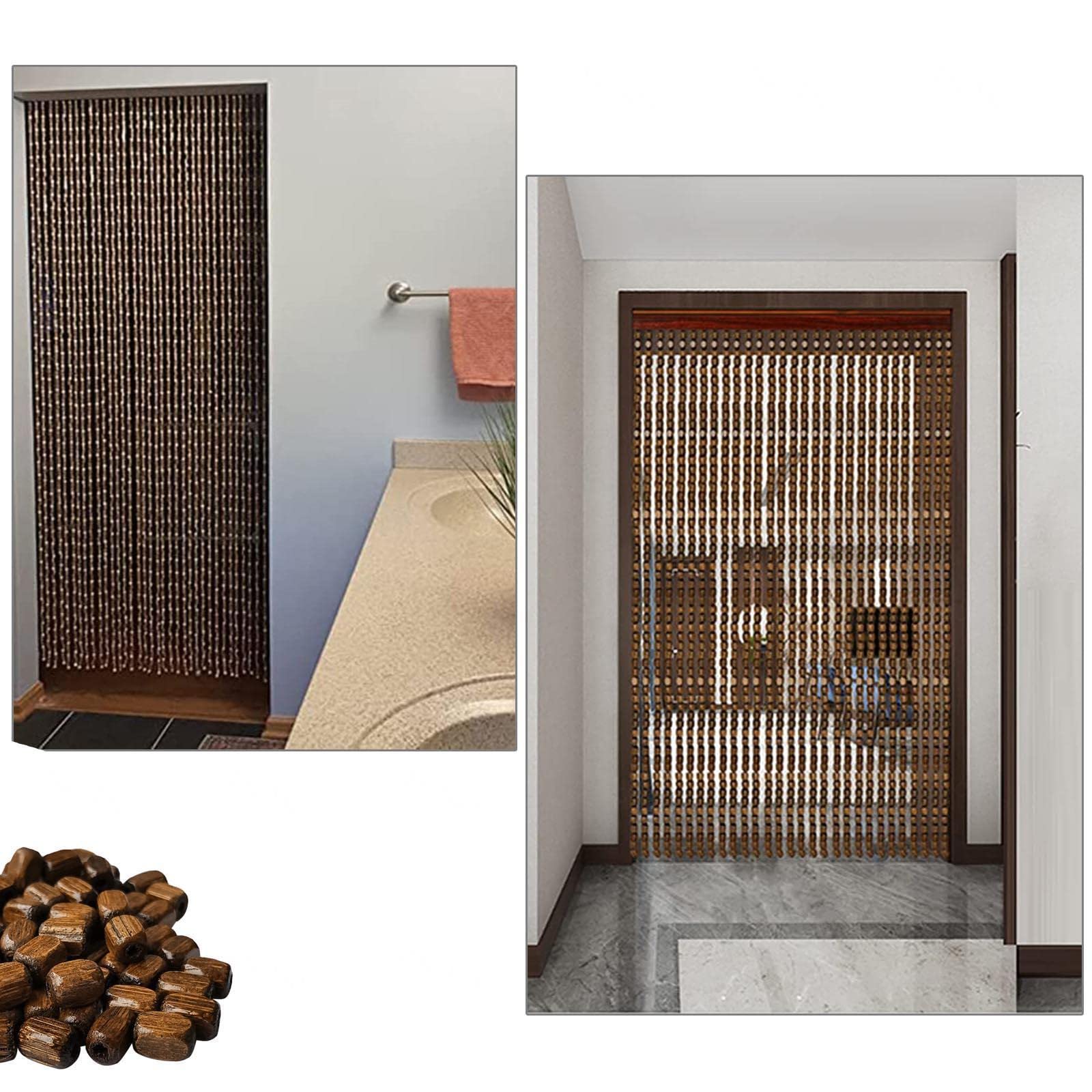 Ręcznie robiona bambusowa kurtyna do drzwi, 110 pasm (110x220cm), naturalna moskitiera panelowa, siatka przeciw muchom z koralikami, konfigurowalne bambusowe zasłony drzwiowe do dekoracji