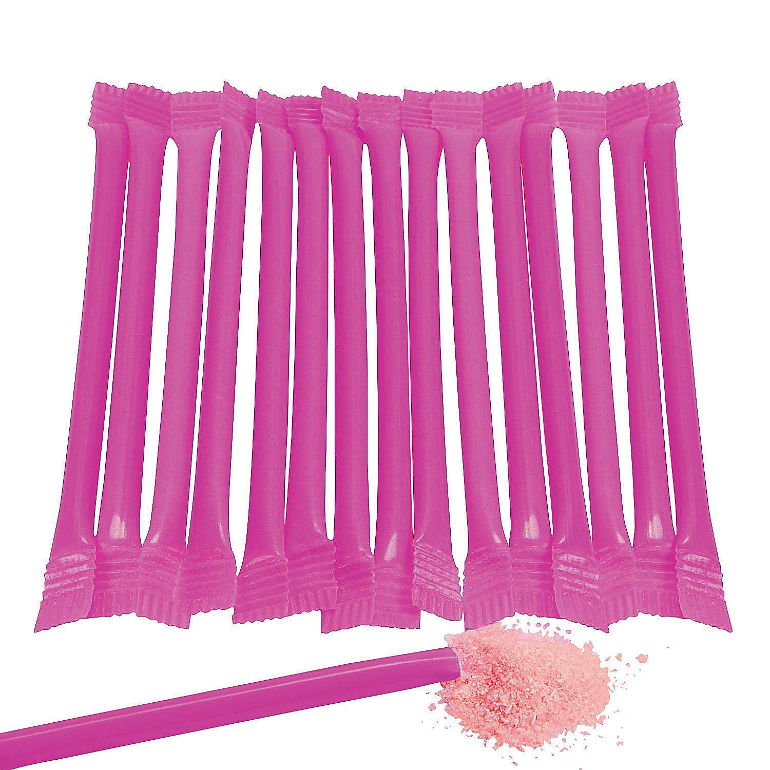 Candy Filled Straws Powder Sticks - Bulk Set of 240 - Party, Gender Reveal, Wedding and Buffet Candy (Hot Pink)