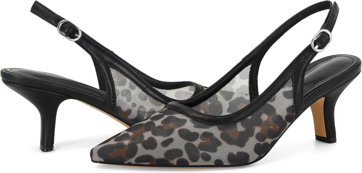 Slingback Pumps for Women Pointed Toe Heels Slip on Kitten Heels Sandals Dress Party Wedding - Image 6