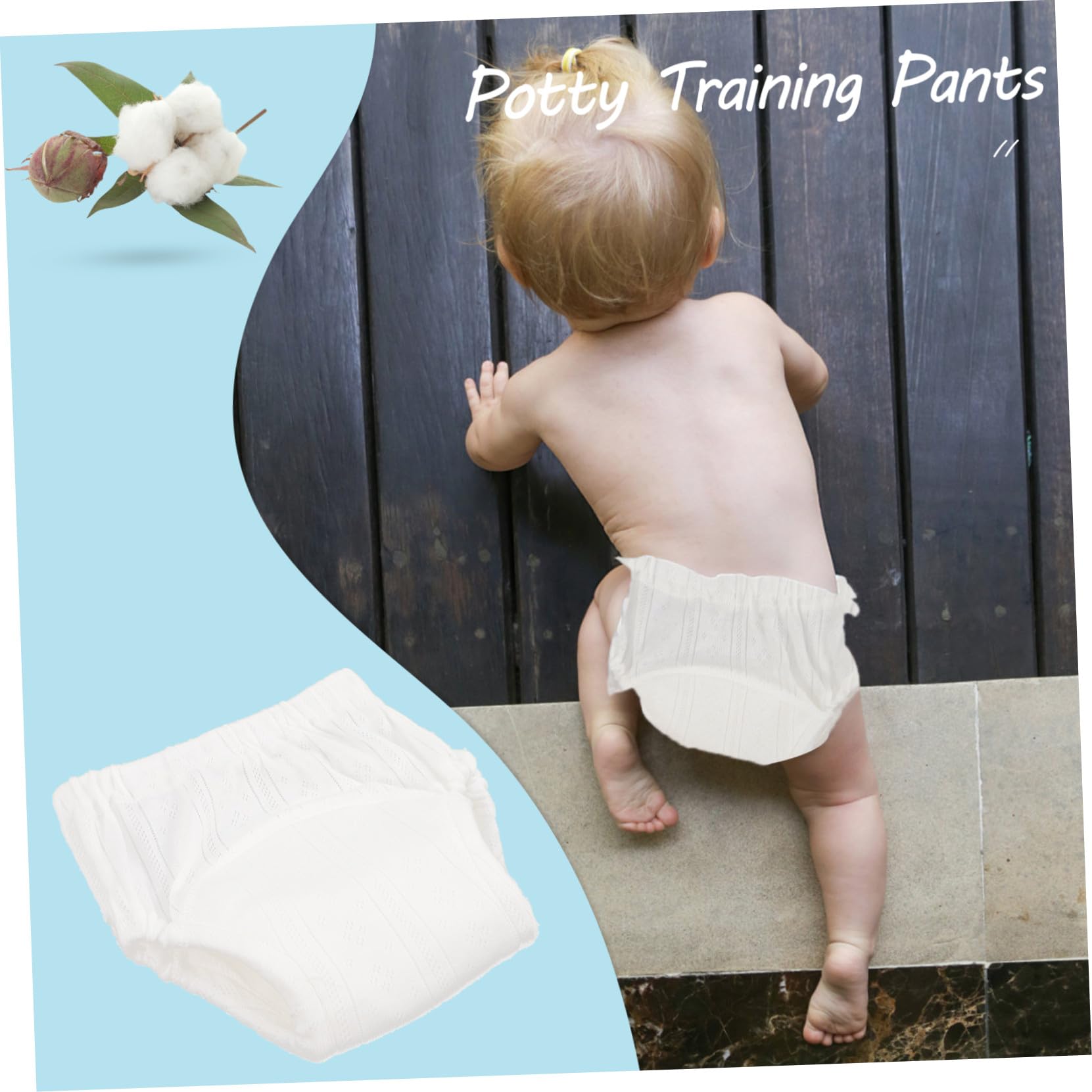 Pantalones de Entrenamiento para Bebés de Algodón Blanco, Absorbentes y Transpirables, Pack de 5 Piezas 9-11 Kg, Ideales para Aprendizaje de Baño