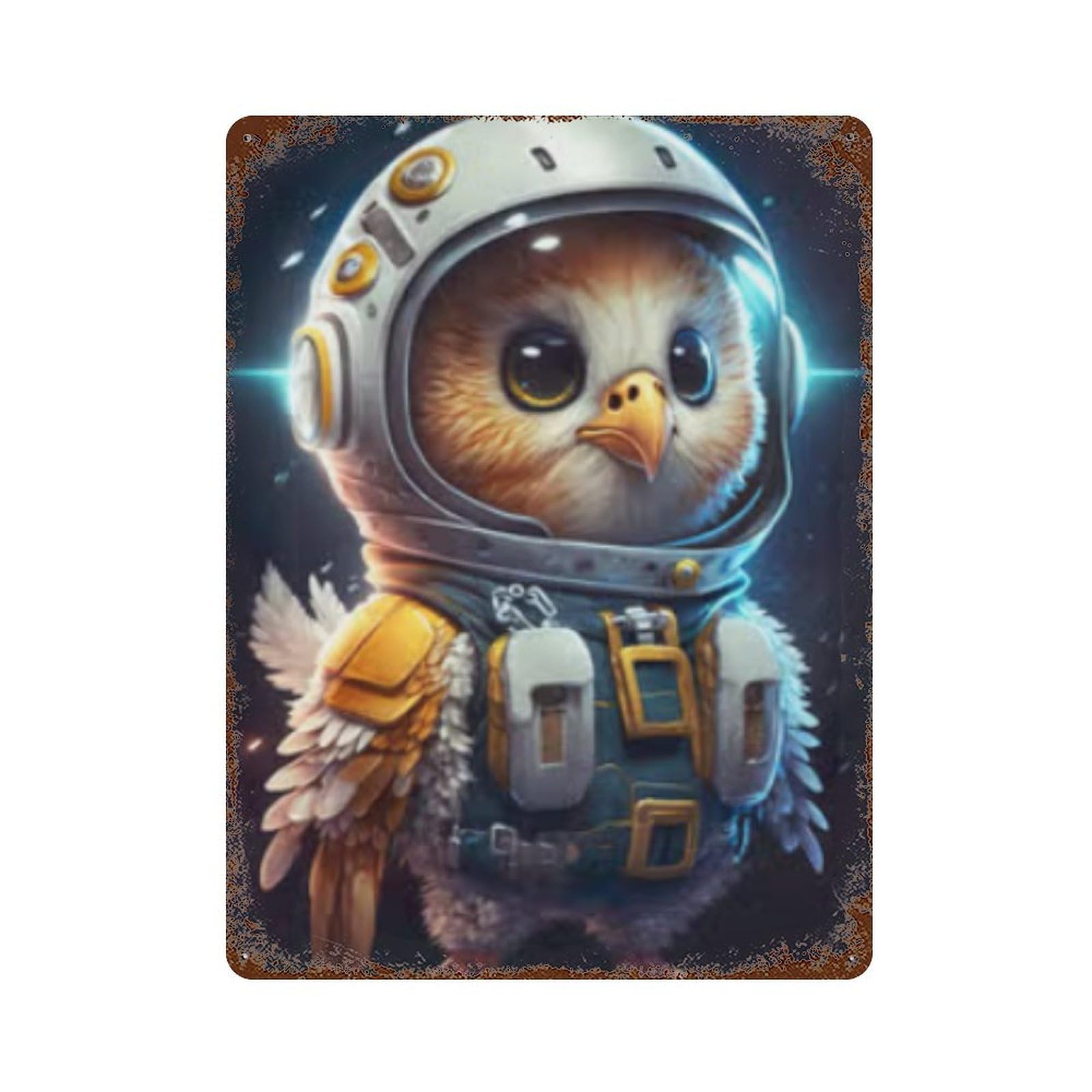 Space Owl Adventure Toy 15.7"x11.8" Decorative Tin Sign, Retro Wall Decor for Garage, Bar And Workshop Decor