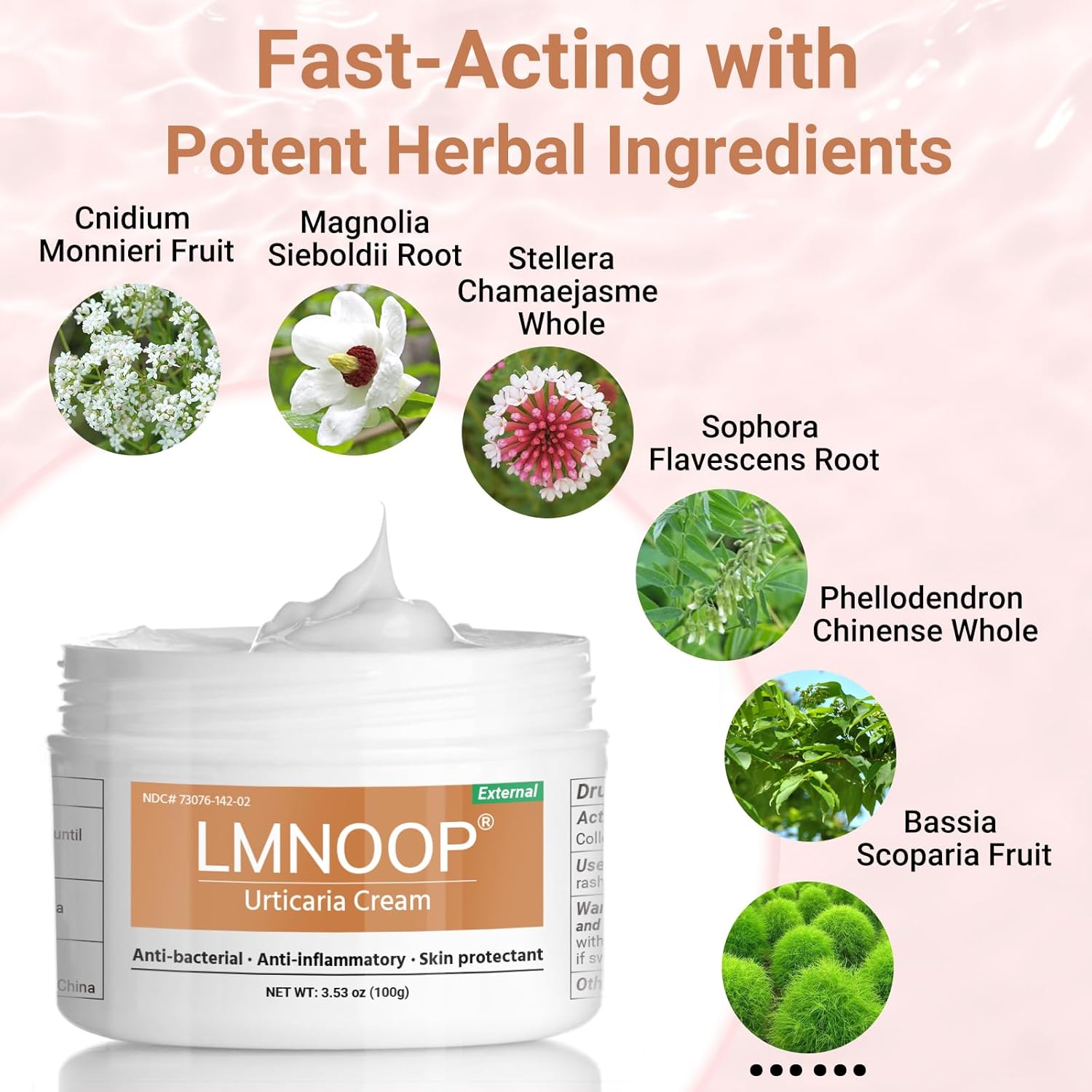 Urticaria Cream for Hives Relief - Fast Acting Anti Itch Treatment with All Natural Herbal Formula for Skin Allergic Rashes, Redness, Swelling 7.06 oz