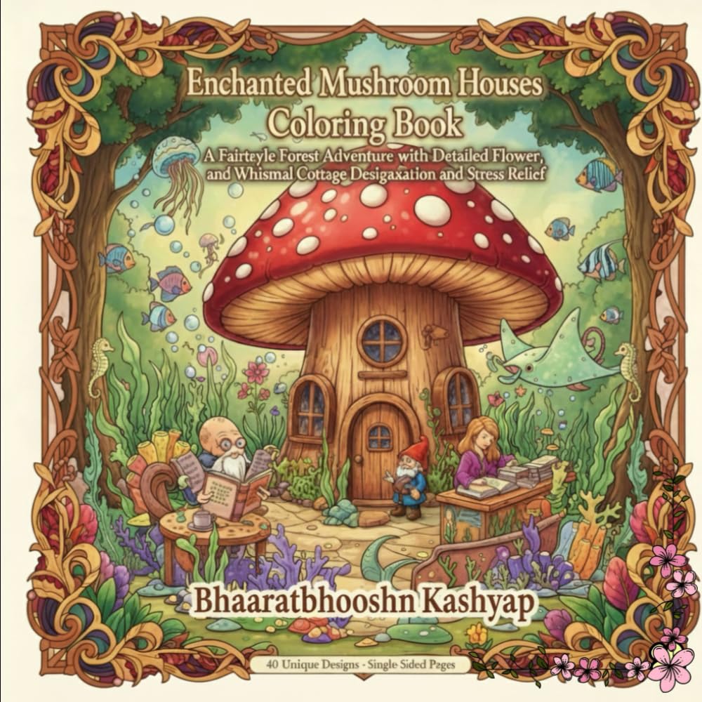 Enchanted Mushroom Houses Coloring Book: A Fairytale Forest Adventure with Detailed Flower, Gnome, and Whimsical Cottage Designs for Relaxation and Stress Relief.