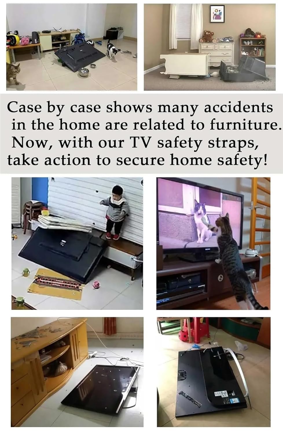 Furniture Anchors 10pcs Adjustable TV Safety Straps,No-Drill Adhesive Anti-Tip Furniture Anchors for Flat Screens Fix to Wall for Dresser and Bookcase