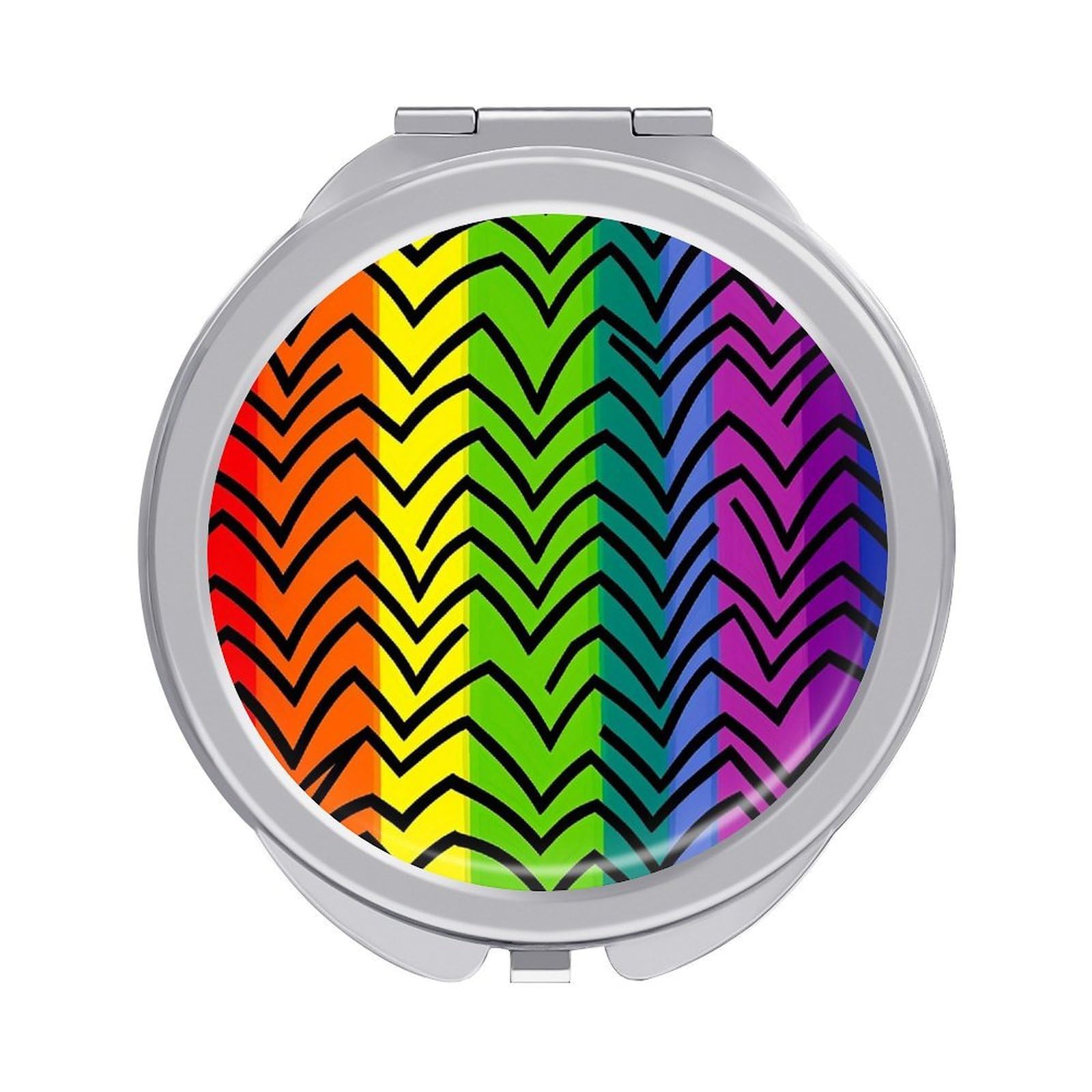 FekiLoot Gay Pride Rainbow Compact Mirror for Purse Portable Travel Makeup Mirrors Metal Magnifying Pocket Mirror Double Sided Small Handheld Mirrors for Women Travel Essentials