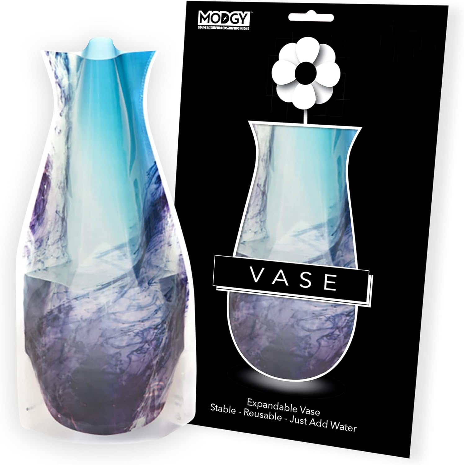 MODGY Collapsible and Expandable Flower Vase Plastic Decorative Modern Vases for Flowers Centerpieces Dining Table Decor Living Room Wedding Office, Love Noir 4 Pack