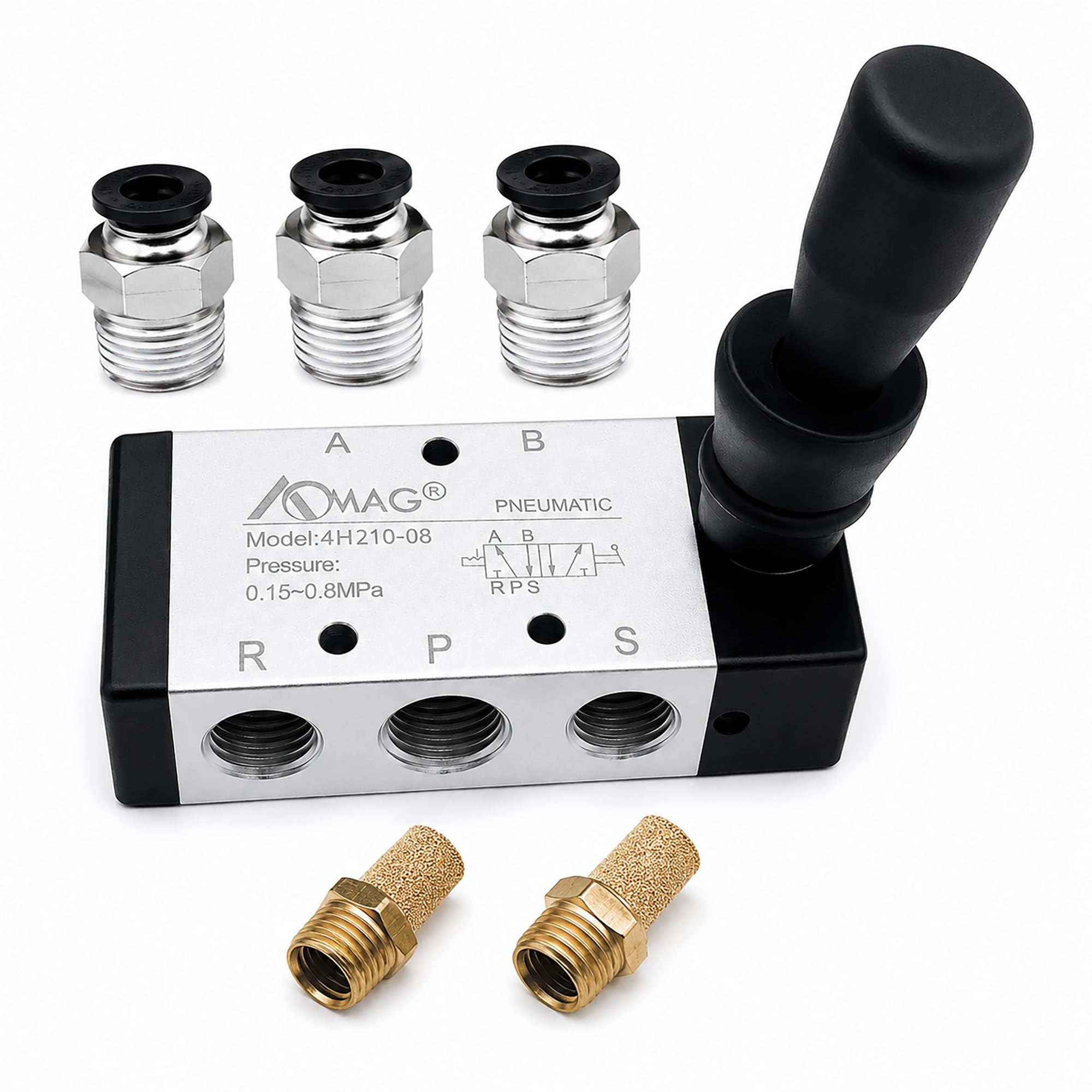 AOMAG Pneumatic 3/8" PT 5 Way 2 Postion Air Hand Lever Operated Valve Pneumatic Solenoid Valve Manual Control Push-Pull 4H310-10 — Amazon image 8
