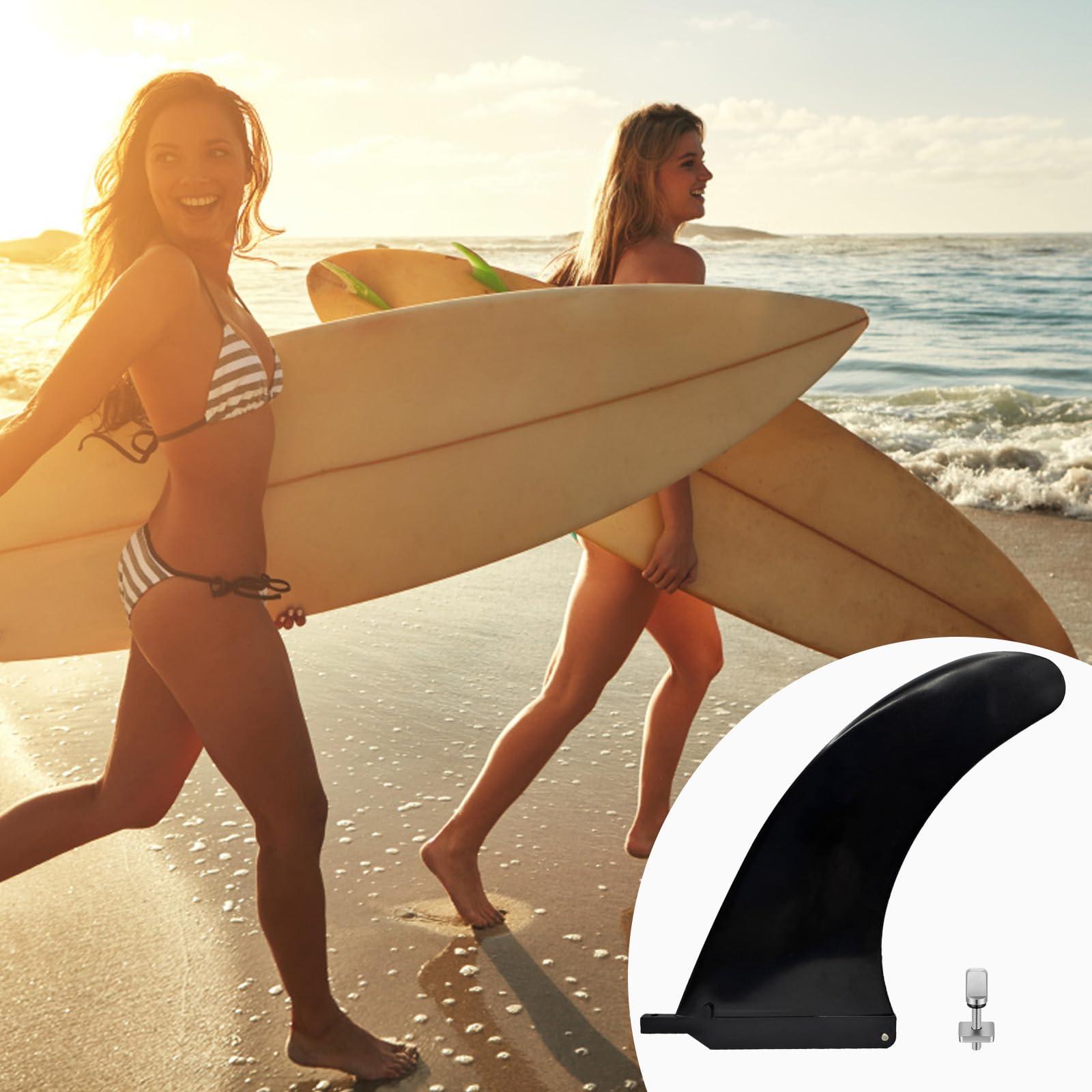9 cali Universal Fit longboard & SUP Single Fin – Center Fin do deski surfingowej (nylon wzmocniony włóknem szklanym, bez narzędzi) – dla początkujących i profesjonalnych surferów (2 sztuki)